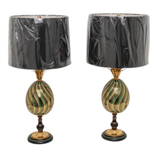 Egg Form Table Lamps Maison Jansen - A Pair For Sale
