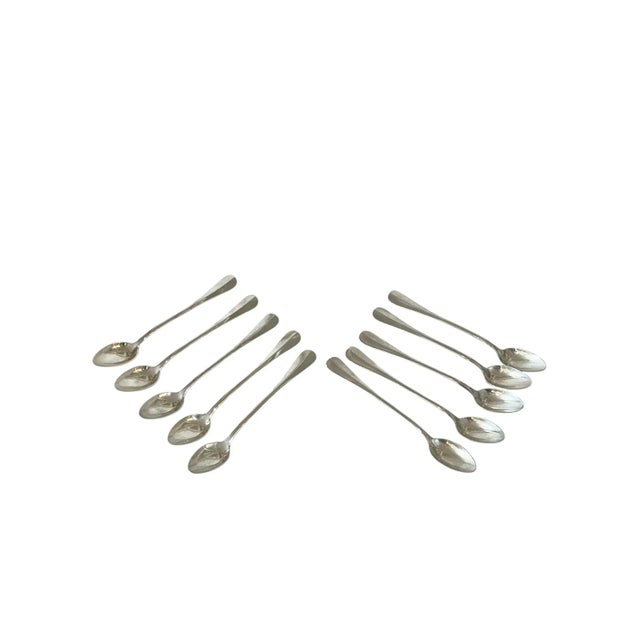 Metal Early 20th Century Set 10 Hotel Metropole Silver Plate Long Spoons by Wiskemann of Belgium For Sale - Image 7 of 8