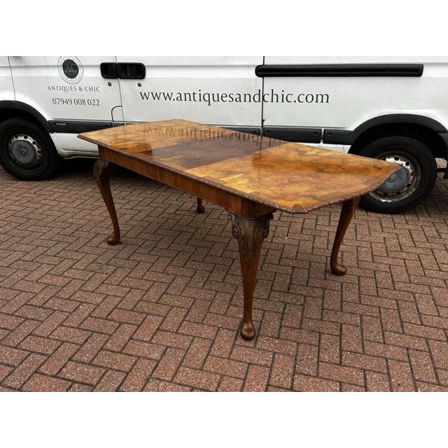 Art Deco Burr Walnut Extending Dining Table and Chairs, Set of 9 For Sale - Image 4 of 18