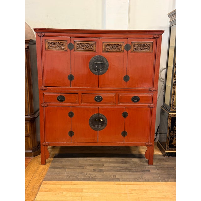 Vintage Asian Lacquered Cabinet For Sale - Image 4 of 12