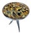 Vintage chrome and horn side table with three prong horn legs. Table center surface is horn veneer in a mosaic...