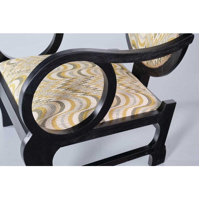 Set of Vintage Armchairs in Oak and Dedar Jacquard by Lajos Kozma, 1940s For Sale - Image 13 of 16