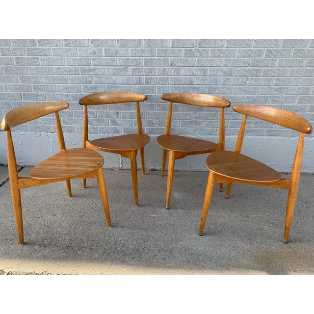 Mid 20th Century Heart Chairs, Attributed to Hans Wegner, Set of 4 For Sale - Image 13 of 13