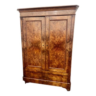 Louis Philippe Burled Walnut Wardrobe For Sale