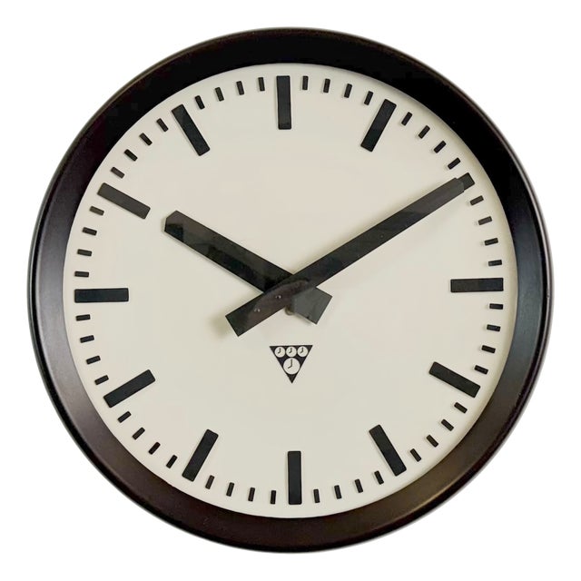 Industrial Bakelite Factory Wall Clock from Pragotron, 1960s For Sale