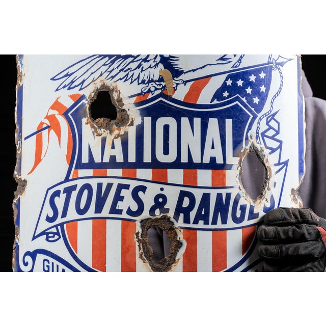 American Early 1900s National Stoves and Ranges Porcelain Sign For Sale - Image 3 of 13