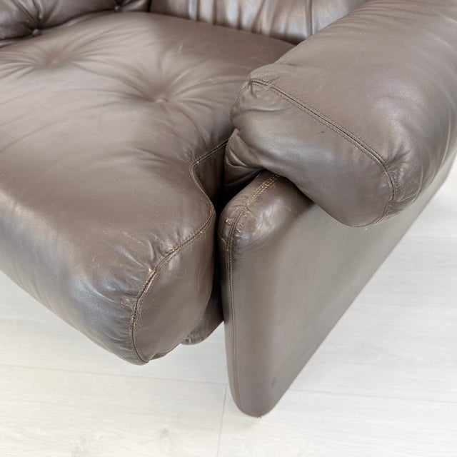 Coronado Leather Lounge Chairs With Ottoman by Afra and Tobia Scarpa For Sale - Image 15 of 18