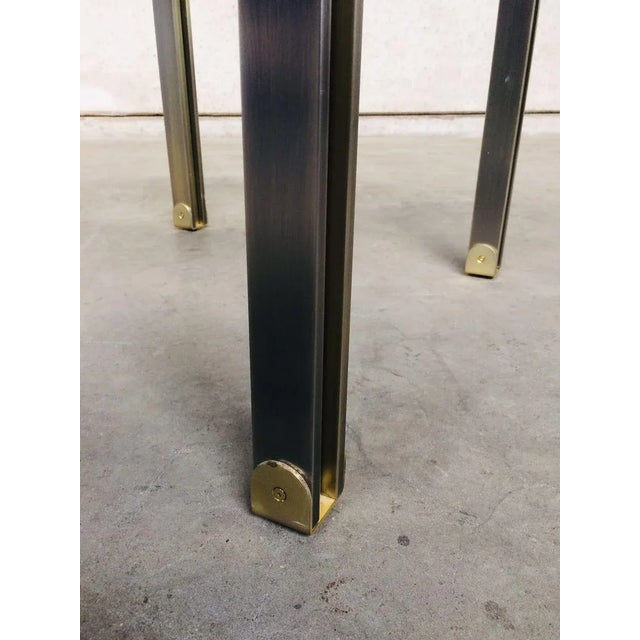 Postmodern Steel and Brass Square Coffee Table, Belgium, 1980s For Sale - Image 3 of 13