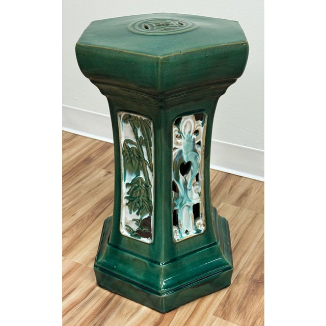 Vintage Majolica Style Garden Stool For Sale - Image 9 of 12
