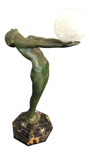 Art Deco Light Statue Signed Max Le Vierre “Clarte”