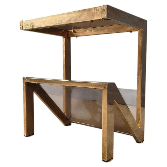 Brass Magazine Rack attributed to Belgochrom, 1970s For Sale - Image 10 of 10