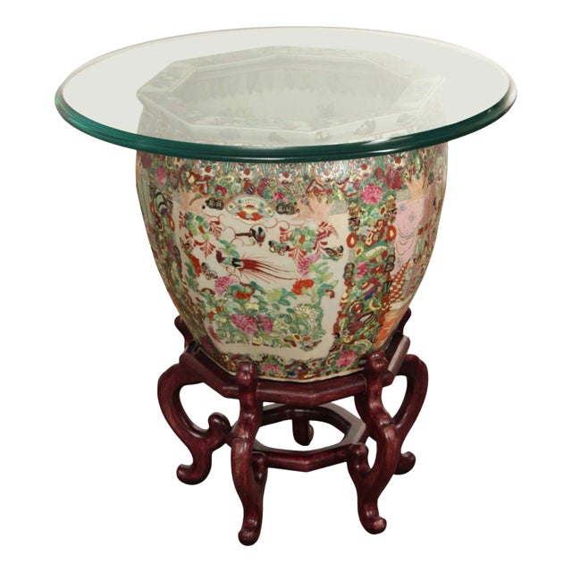 Chinese Famille Rose Enameled Porcelain Fishbowl Planter For Sale