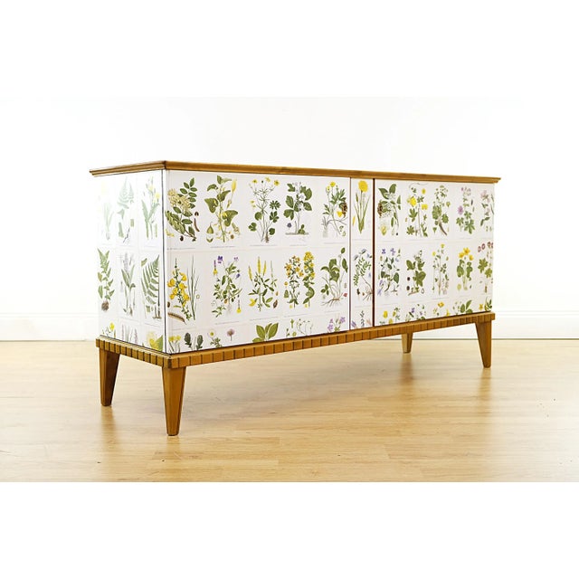 Mid-Century Modern Swedish Modern Sideboard with Nordens Flora Illustrations, 1930s For Sale - Image 3 of 8