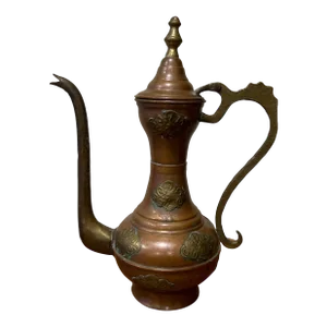 Antique Middle Eastern Dallah Turkish Ottoman Copper With Bronze Coffee Pot