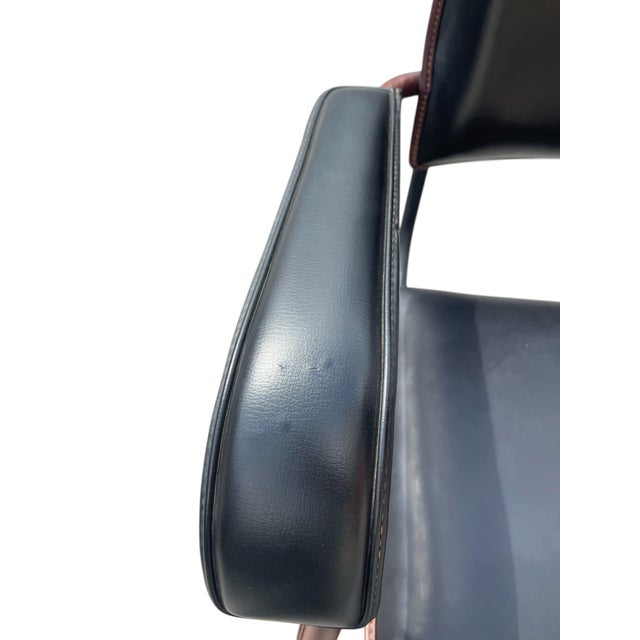 Black Stitched Leather Rocking Chair by Jacques Adnet, 1950s For Sale - Image 8 of 10