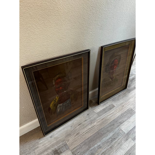 1961 Mid-Century Companion Portraits, Signed and Framed — Pair For Sale - Image 12 of 12