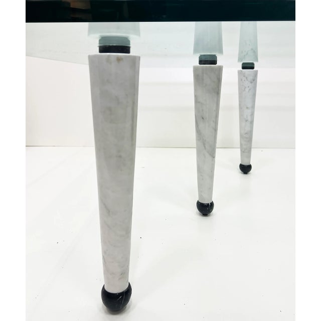 Massimo Vignelli Sculptural Italian Postmodern Marble, Glass Cocktail Table For Sale - Image 4 of 8
