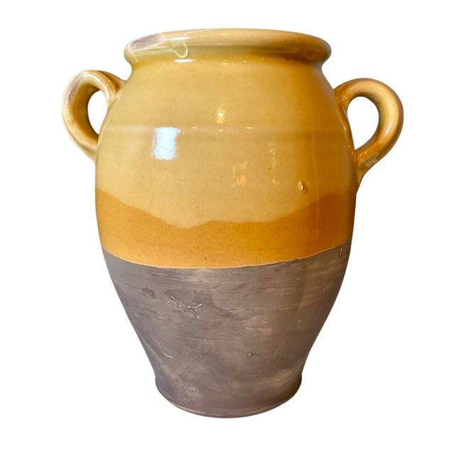 Antique Rustic Italian Terracotta Confit Pot With a Yellow Ochre Glaze For Sale - Image 4 of 8