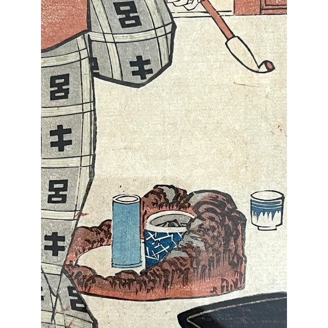 Antique White The Kabuki Stage Actor, by Utagawa Kunisada I (Toyokuni Ill) Japanese Ukiyo-E Woodblock Print For Sale - Image 8 of 12