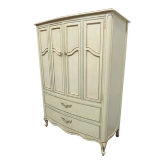 Drexel Touraine French Style Cream Linen Press For Sale