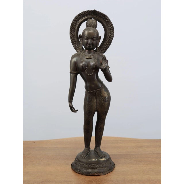 Bronze Temple Statue on a Lotus Pedestal, India For Sale - Image 10 of 10