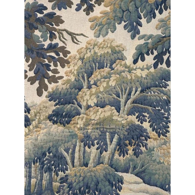 Blue Mid-Century French Aubusson Jacquard Halluin Tapestry verdure Mallard, 1960s For Sale - Image 8 of 18
