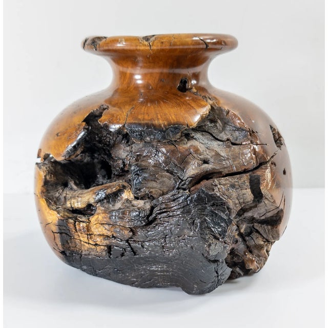 Mid 20th Century Mid-Century Modern Turned Walnut Burl Burlwood Vase For Sale - Image 5 of 11