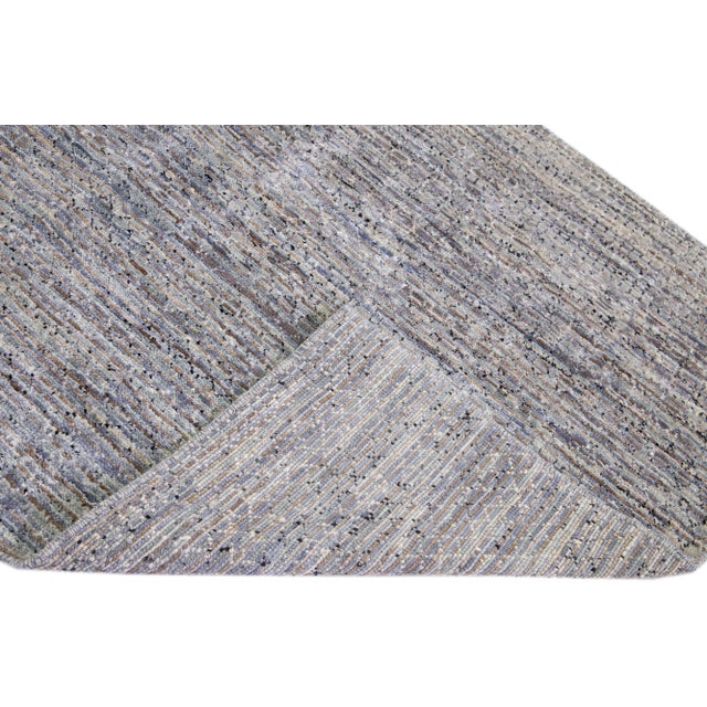 Modern Savannah Gray Handmade Designed Wool Runner For Sale - Image 4 of 8