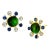 Syna Green Tourmaline Yellow Gold Earrings with Blue Sapphire Diamonds, a Pair For Sale