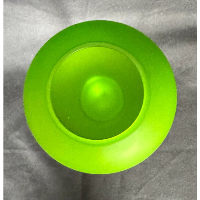 Mid-Century Modern Murano Carlo Moretti 1960s Satinato Handblown Green Stemmed Vase-10.5" H-Italy For Sale - Image 3 of 8