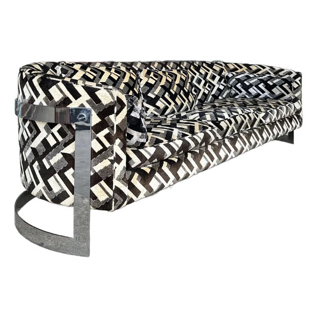 Mid-Century Modern Chrome Sofa by Flair in the Style of Milo Baughman For Sale