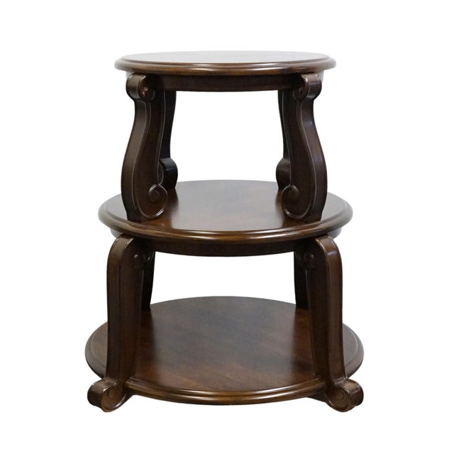 Ashley Furniture Brookfield Collection Contemporary Traditional 24" Round Tiered Accent End Table T496-2 For Sale In Kansas City - Image 6 of 11