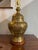 Moroccan 1930/1940s Large Boho Moroccan Urn Tooled Brass Lamp With Copper and Wood Accents For Sale - Image 3 of 12