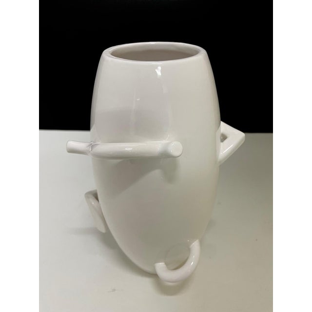 Zanotta Deabaltea Vase in White Glazed Clay by Alessandro Mendini for Zanotta, 2010s For Sale - Image 4 of 9