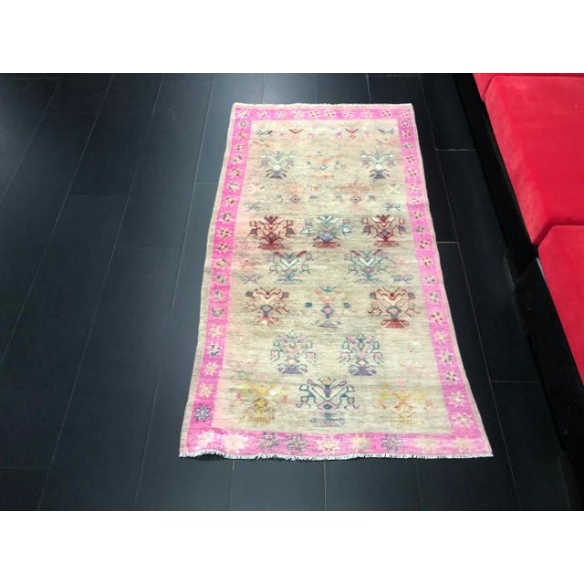 Boho Chic 1960s Vintage Turkish Handmade Multicolor Rug For Sale - Image 3 of 11