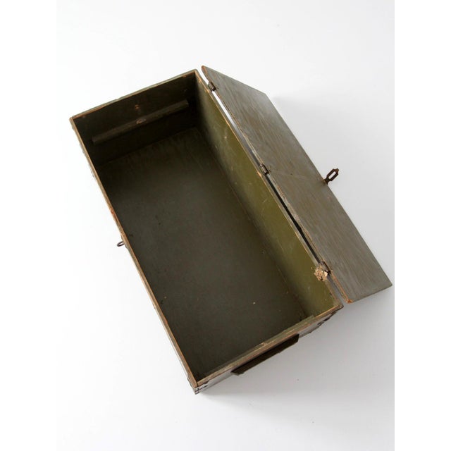 Wwii Military Storage Wooden Crate Trunk For Sale - Image 9 of 16