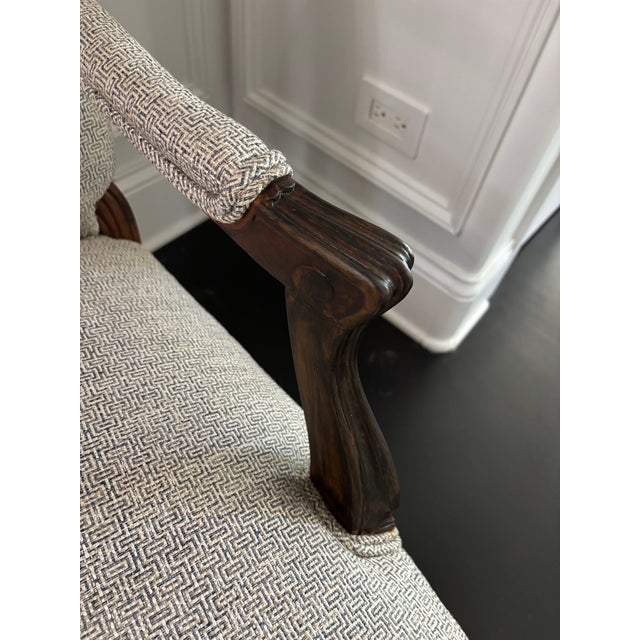 Brown Upholstered French Style Chairs- A Pair For Sale - Image 8 of 12