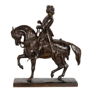 Rare Bronze Sculpture “Charles Vii, the Victorious” by Antoine-Louis Barye