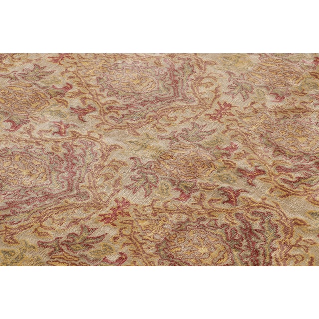 Rug & Kilim Spanish European Rug in Gold, Green, Maroon Floral Pattern by Rug & Kilim For Sale - Image 4 of 10