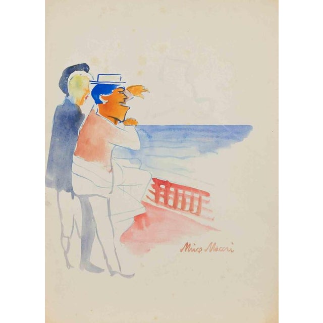 Mino Maccari, On a Cruise, 1938, Watercolor For Sale - Image 3 of 3