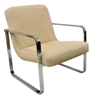 Mid 20th Century Mid Century Modern Milo Baughman Style Chrome Flat Bar Art Deco Lounge Chair