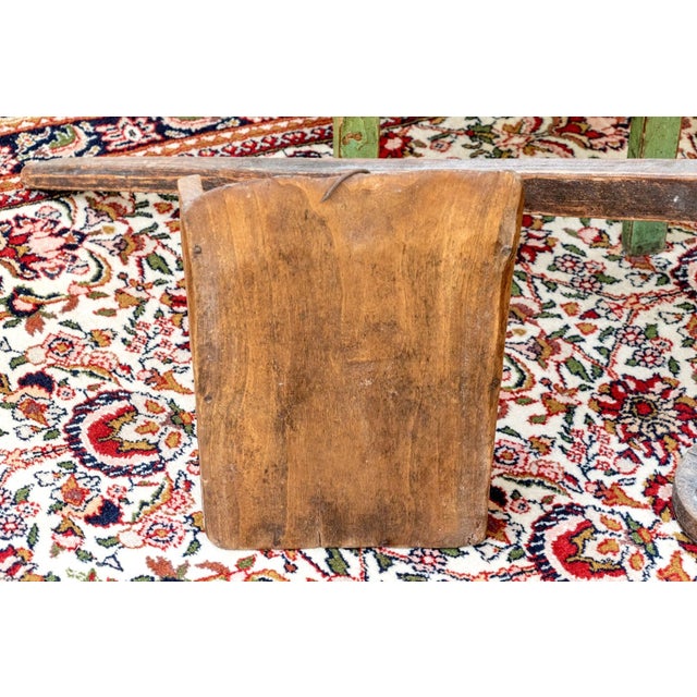 19th Century American Primitive Wooden Grain Scoop With Folding Support Arm & Iron Hanger For Sale In New York - Image 6 of 18