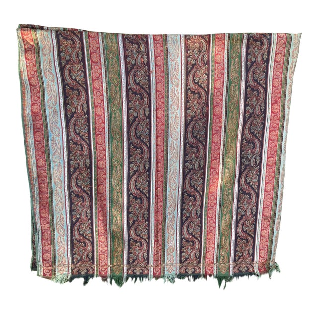 Antique Striped Wool Paisley Shawl For Sale