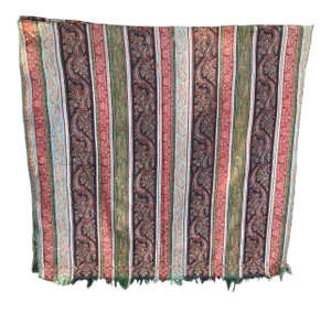 Antique Striped Wool Paisley Shawl