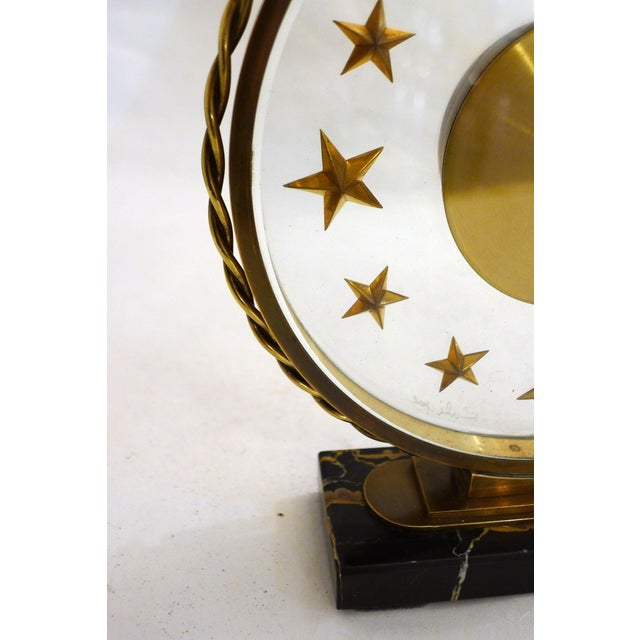 Starry Table Clock in Marble, Brass and Glass by Bayard and Lalique, 1950s For Sale - Image 10 of 14