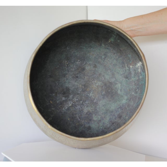 Large Antique 19th Century Persian Islamic Ottoman Mamluk Chased Brass Vessel Jardinaire For Sale - Image 10 of 11