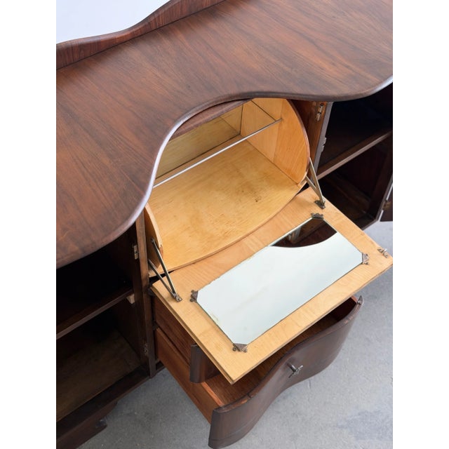 1940s Art Deco Curved Waterfall Sideboard With Inlaid Details For Sale - Image 14 of 16