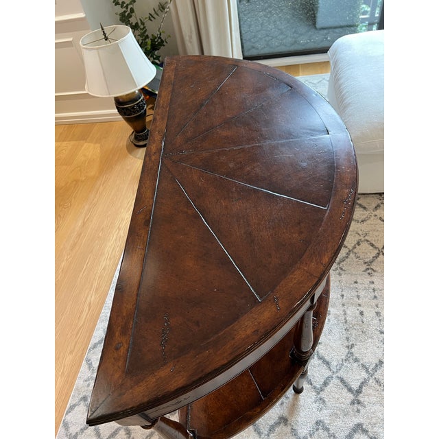 Wood Vintage Jonathan Charles Demilune Console Table For Sale - Image 7 of 8