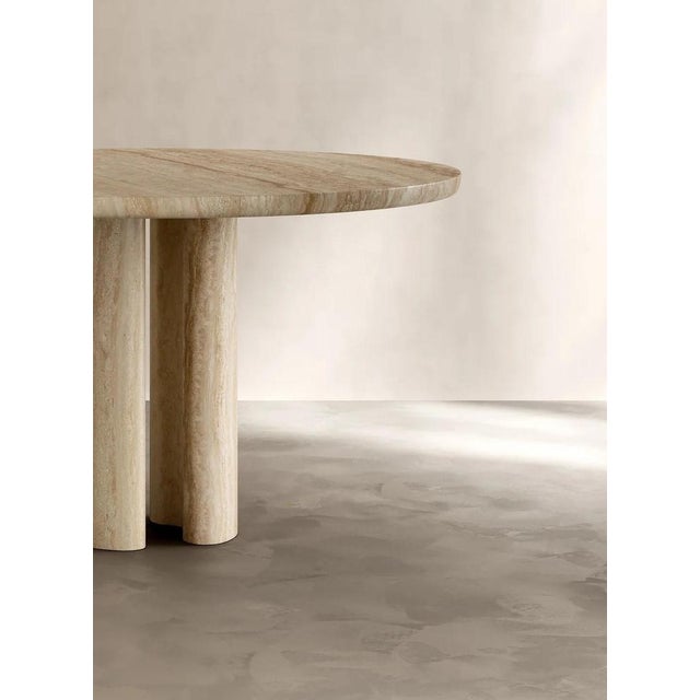 Contemporary Roman Dining Table II in Classico Alabastrino Travertine by Paloma Editions For Sale - Image 3 of 7