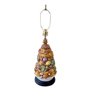 Large Mid 20th Century Italian Porcelain Fruit Topiary Table Lamp For Sale